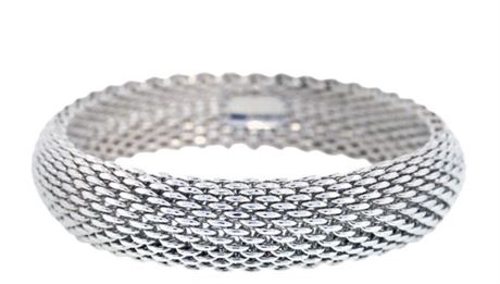 Sterling silver wide mesh bangle
