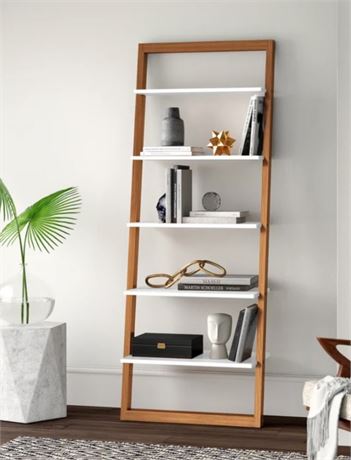 Natural-White Santino 73.56'' H x 28'' W Ladder Bookcase